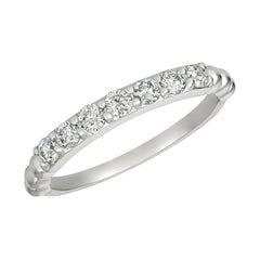 0.50 Carat Natural 7 Stone Diamond Ring Band 14K White Gold