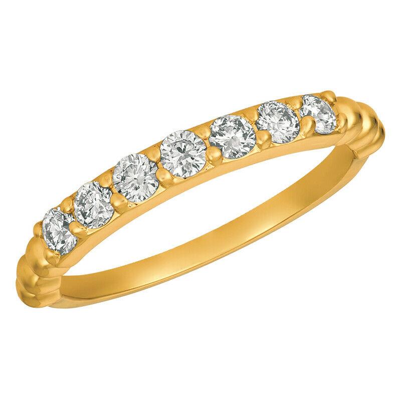 For Sale:  0.50 Carat Natural 7 Stone Diamond Ring Band 14K Yellow Gold 4