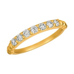 0.50 Carat Natural 7 Stone Diamond Ring Band 14K Yellow Gold