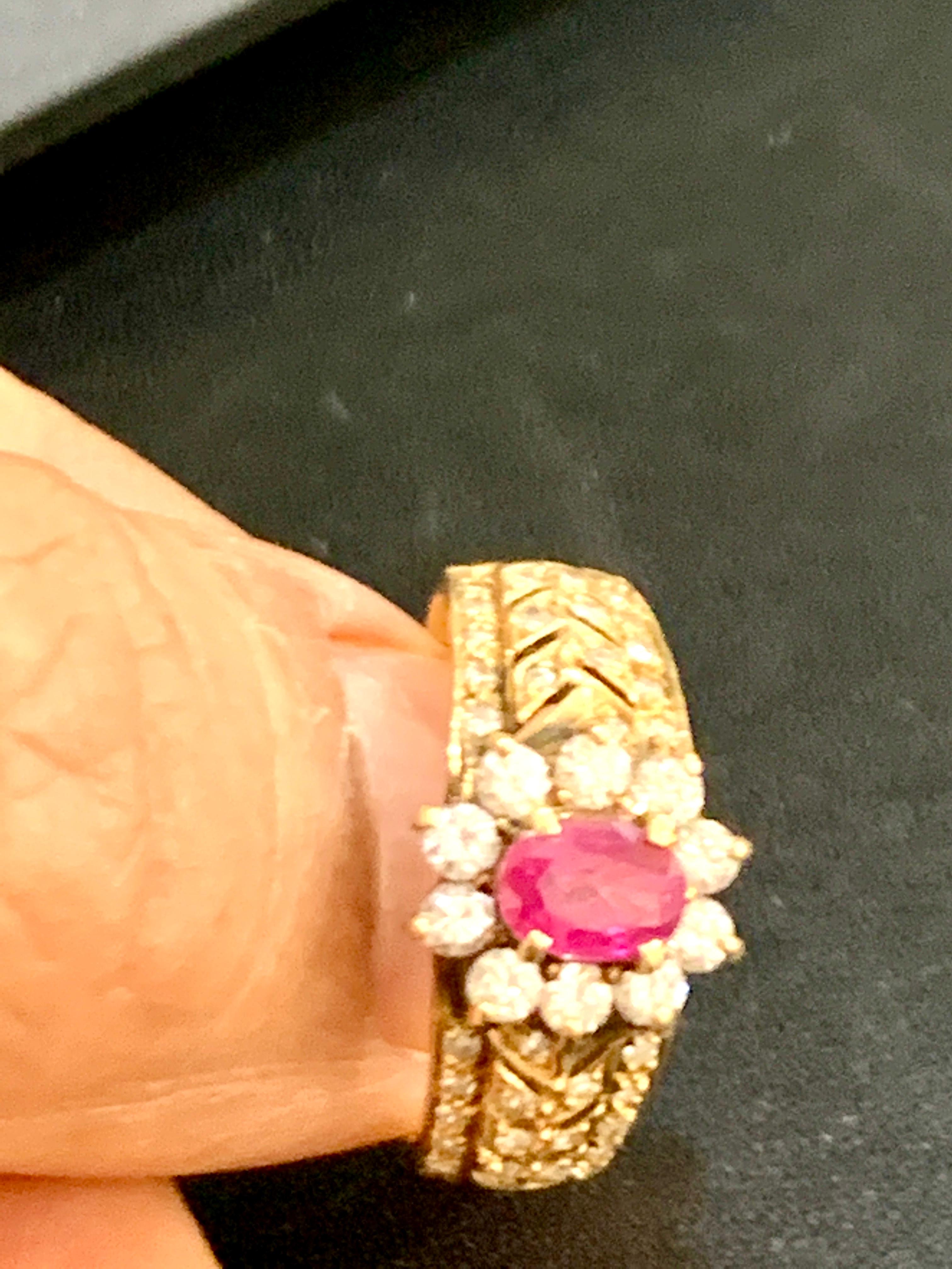 0.50 Carat Natural  Ruby and Diamond 14 Karat Yellow Gold Ring For Sale 1