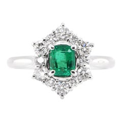 0.50 Carat Natural Colombian Emerald and Diamond Ring Set in Platinum 0.50 Carat Natural Colombian Emerald and Diamond Ring Set in Platinum