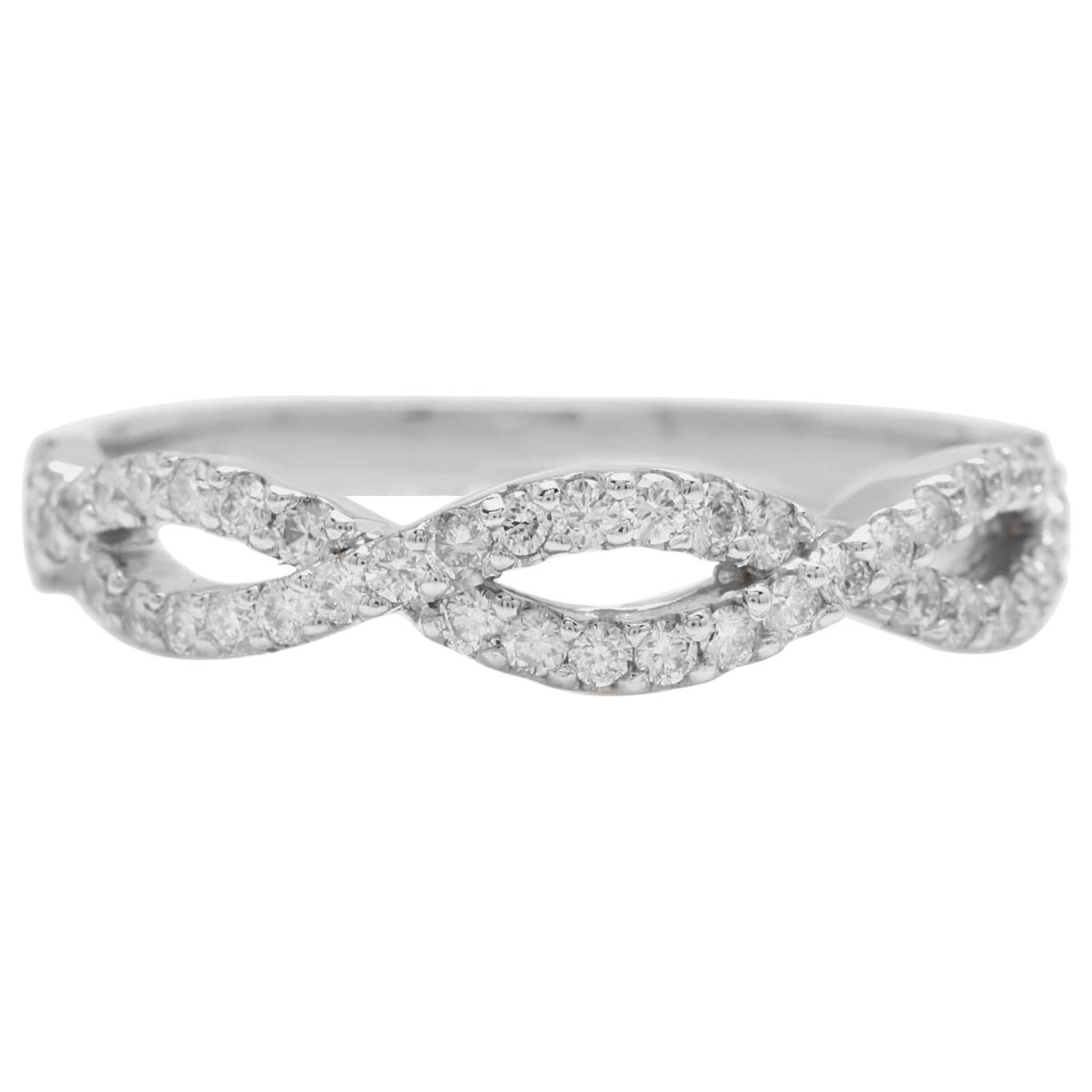 0.50 Carat Natural Diamond 14 Karat Solid White Gold Band Ring