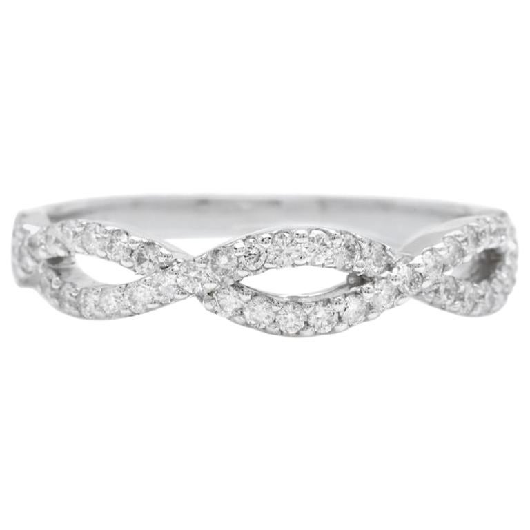 0.50 Carat Natural Diamond 14 Karat Solid White Gold Band Ring