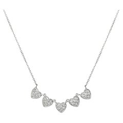 0.50 Carat Natural Diamond 5 Hearts Necklace G SI 14K White Gold Chain