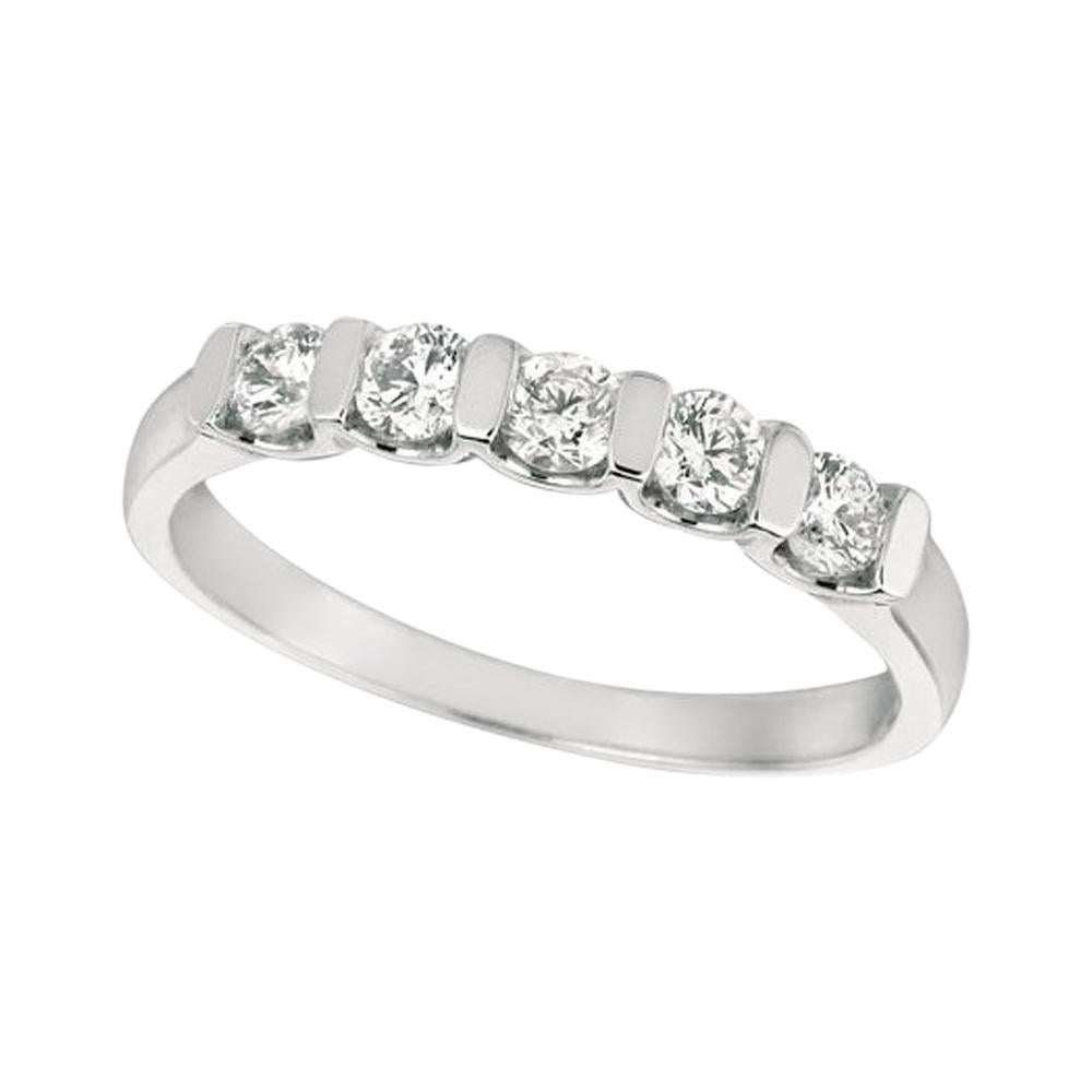 For Sale:  0.50 Carat Natural Diamond 5-Stone Ring Band G SI 14 Karat White Gold