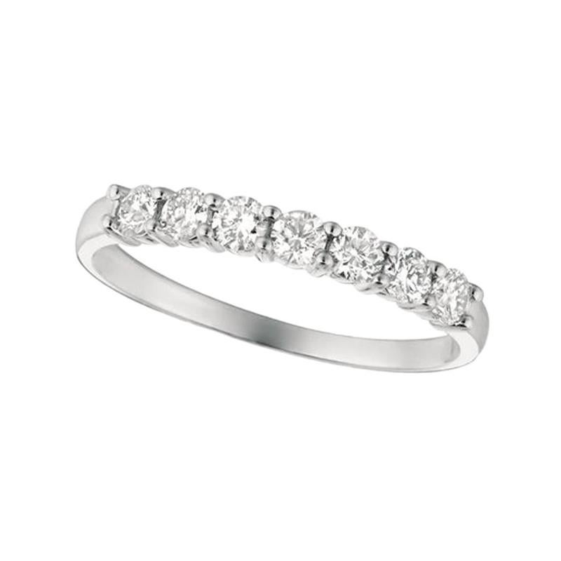 For Sale:  0.50 Carat Natural Diamond 7-Stone Ring Band G SI 14 Karat White Gold