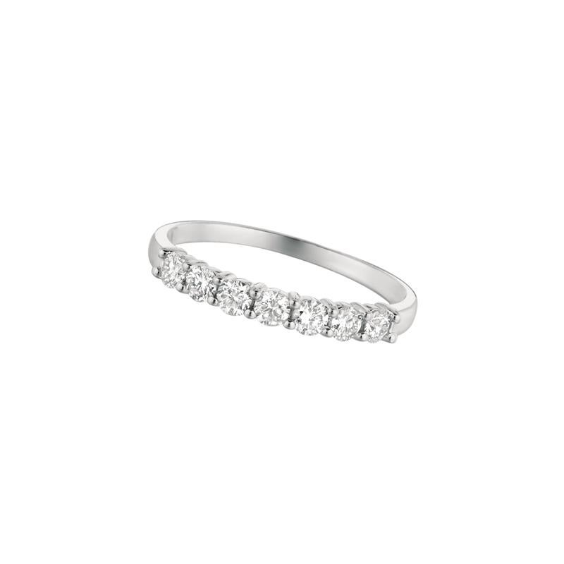 0,50 Quilates Diamante Natural 7 Piedras Anillo Banda G SI Oro Blanco 14 Kilates Contemporáneo en venta