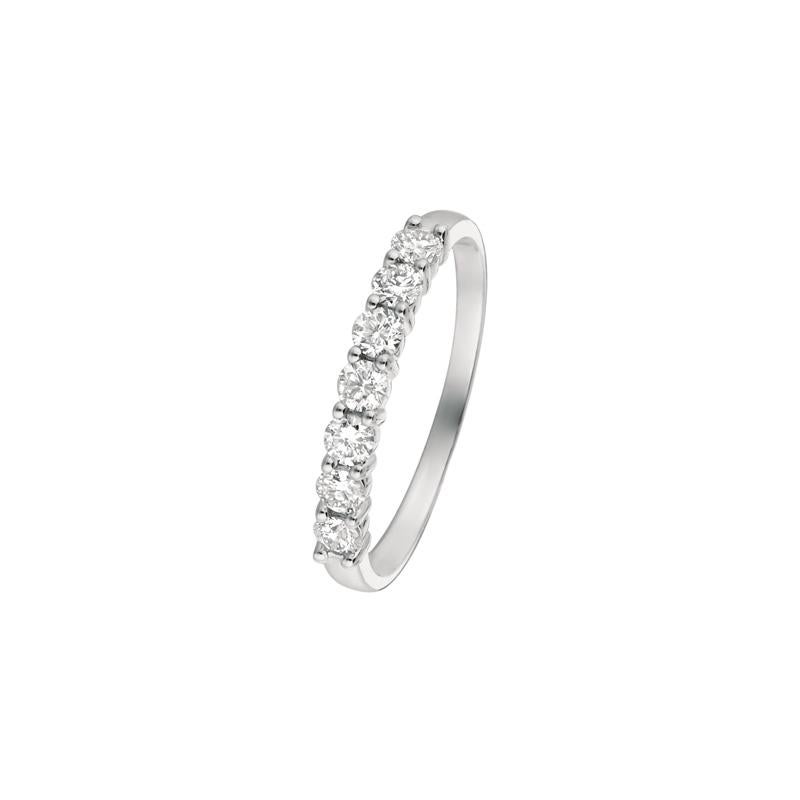 0,50 Quilates Diamante Natural 7 Piedras Anillo Banda G SI Oro Blanco 14 Kilates Corte redondo en venta