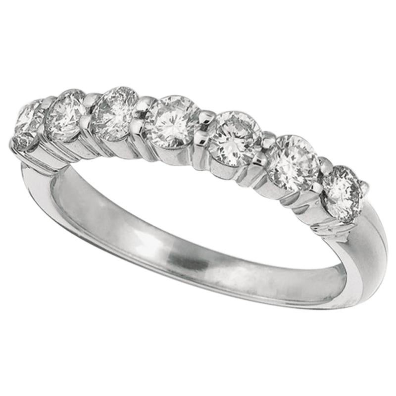 0.50 Carat Natural Diamond 7-Stone Ring G SI 14 Karat White Gold For Sale