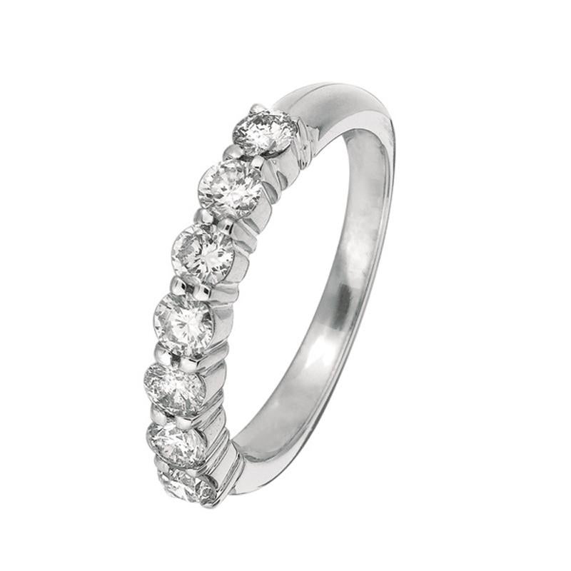 Contemporary 0.50 Carat Natural Diamond 7-Stone Ring G SI 14 Karat White Gold For Sale