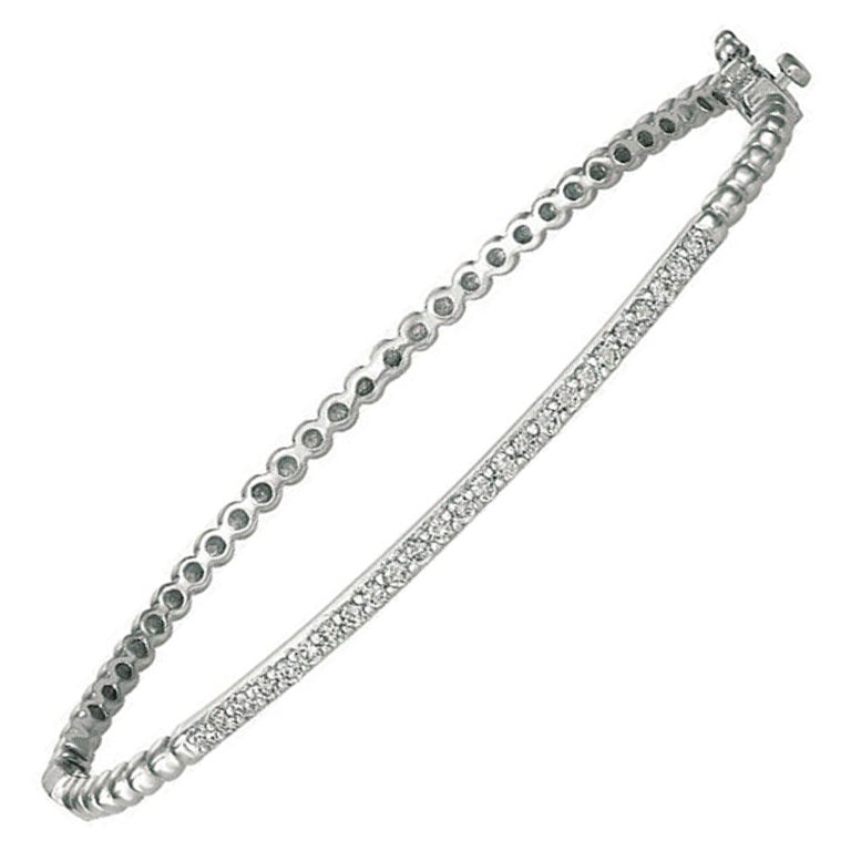 Bracelet jonc en or blanc 14 carats avec diamants naturels de 0,50 carat