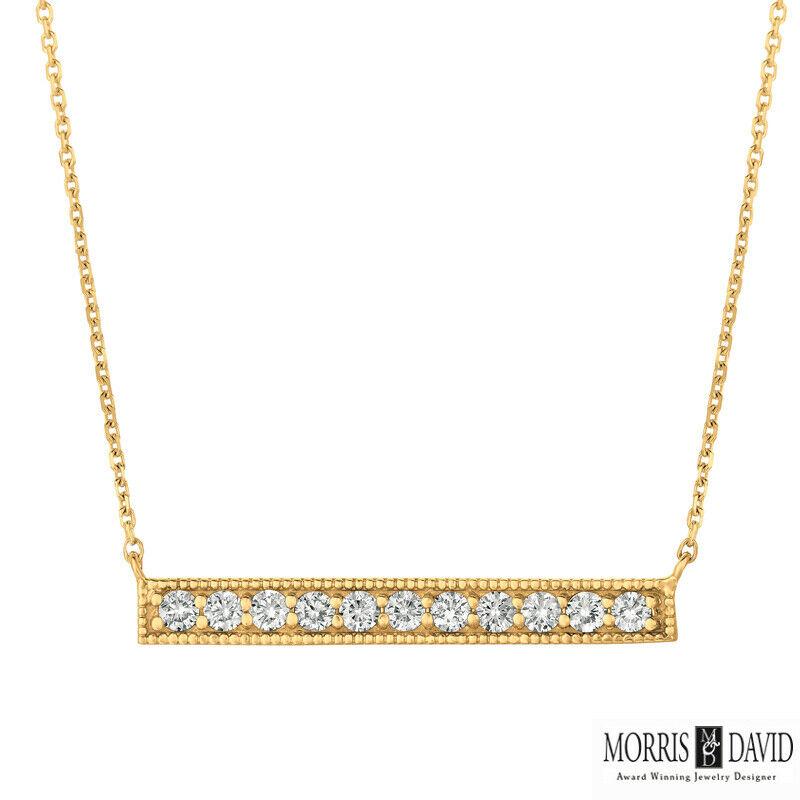 Contemporary 0.50 Carat Natural Diamond Bar Necklace 14 Karat White Gold G SI For Sale
