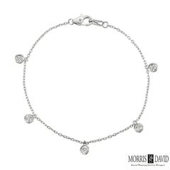 0.50 Carat Natural Diamond Bezel 5 Stone Bracelet G SI 14k White Gold