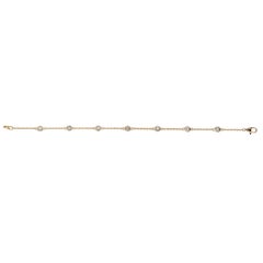 Bracciale con castone di diamanti naturali da 0,50 carati G SI Oro giallo 14 carati 7 pietre