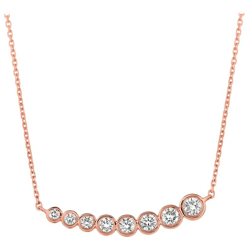 0.50 Carat Natural Diamond Bezel Necklace Pendant 14 Karat Rose Gold G SI Chain