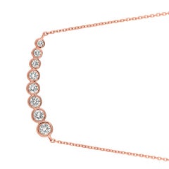 Collier pendentif en or rose 14 carats avec chaîne G SI et diamants naturels de 0,50 carat