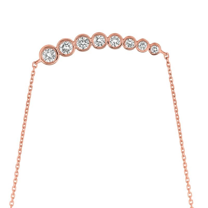 Contemporary 0.50 Carat Natural Diamond Bezel Necklace Pendant 14 Karat Rose Gold G SI Chain For Sale