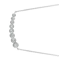 Collier pendentif en or blanc 14 carats avec diamants naturels de 0,50 carat et chaton G SI