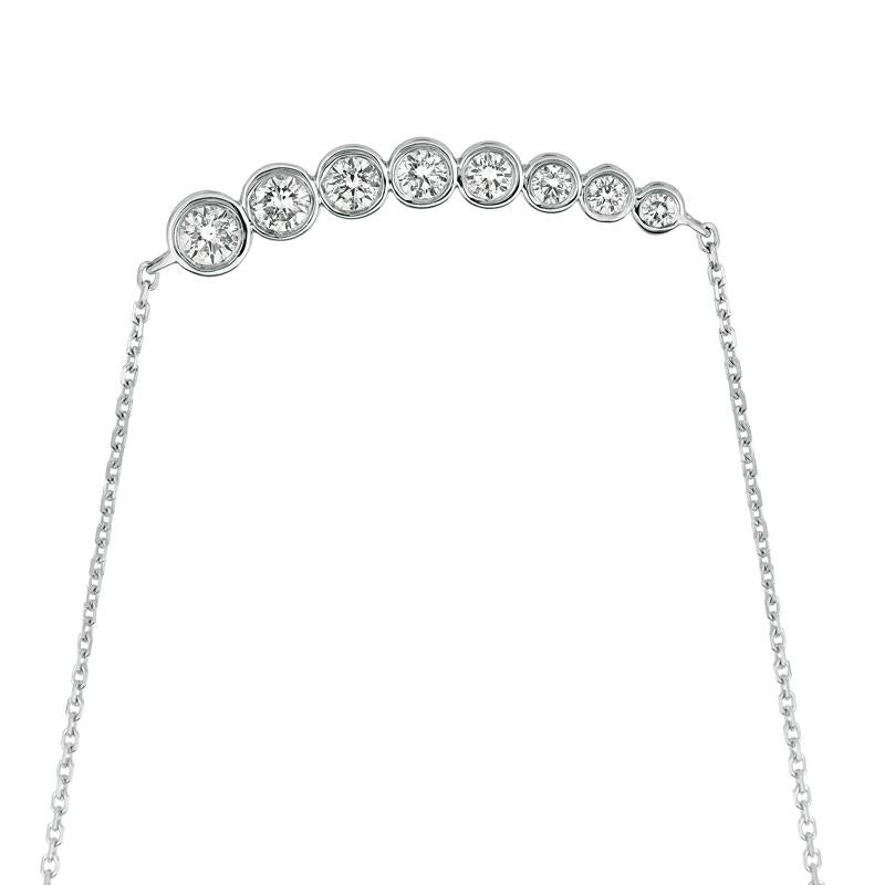 Contemporary 0.50 Carat Natural Diamond Bezel Necklace Pendant 14 Karat White Gold G SI For Sale