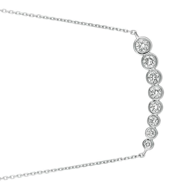 Round Cut 0.50 Carat Natural Diamond Bezel Necklace Pendant 14 Karat White Gold G SI For Sale