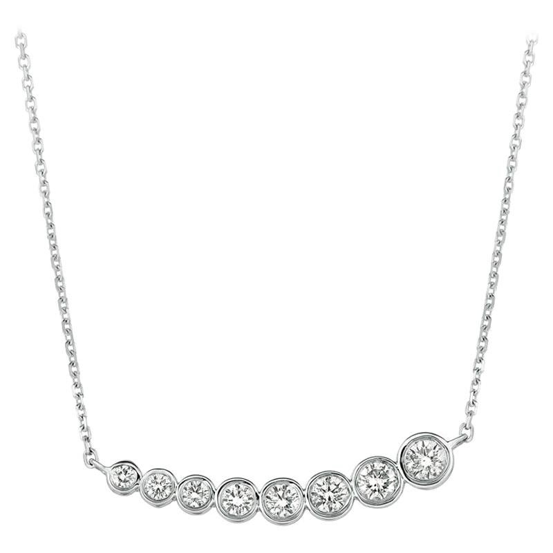 0.50 Carat Natural Diamond Bezel Necklace Pendant 14 Karat White Gold G SI For Sale