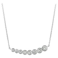 0.50 Carat Natural Diamond Bezel Necklace Pendant 14 Karat White Gold G SI