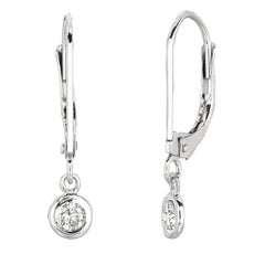 0.50 Carat Natural Diamond Bezel Set Earrings G SI 14K White Gold