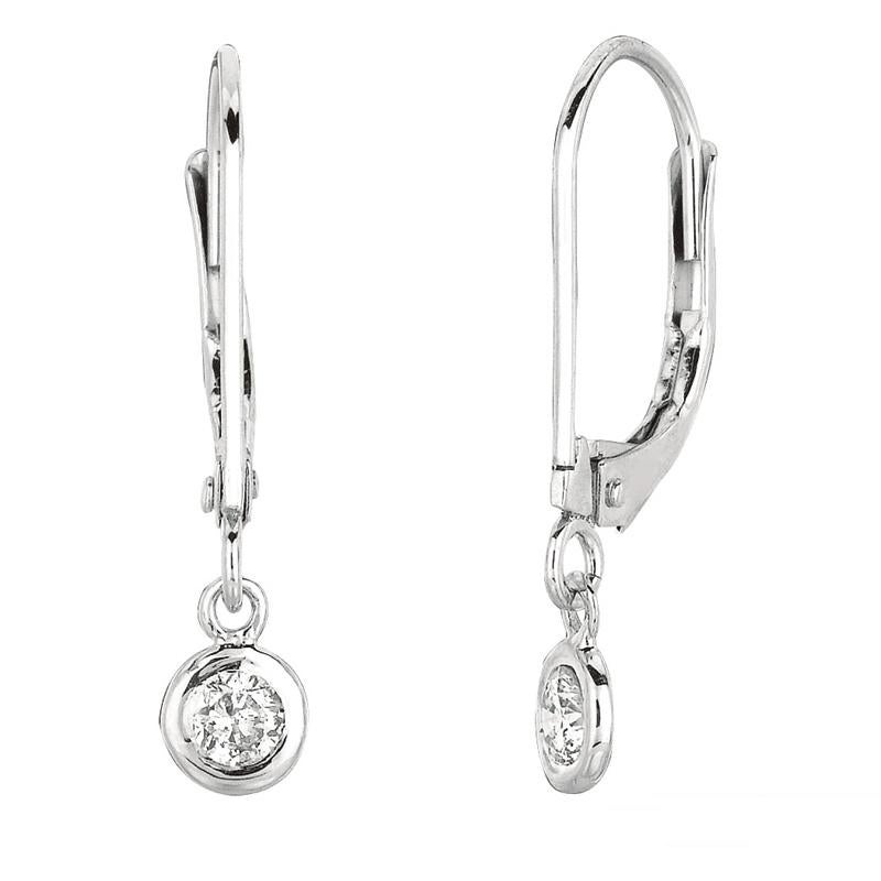Contemporary 0.50 Carat Natural Diamond Bezel Set Earrings G SI 14K White Gold For Sale