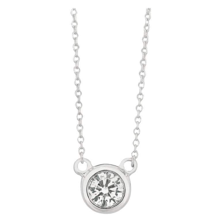 0.50 Carat Natural Diamond Bezel Solitaire Necklace Pendant 14 Karat Gold G SI For Sale