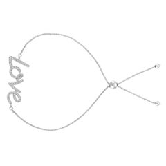 0.50 Carat Natural Diamond Bolo Love Bracelet G SI 14 Karat White Gold