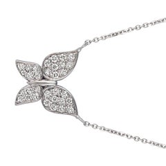 0.50 Carat Natural Diamond Butterfly Necklace 14 Karat White Gold G SI Chain