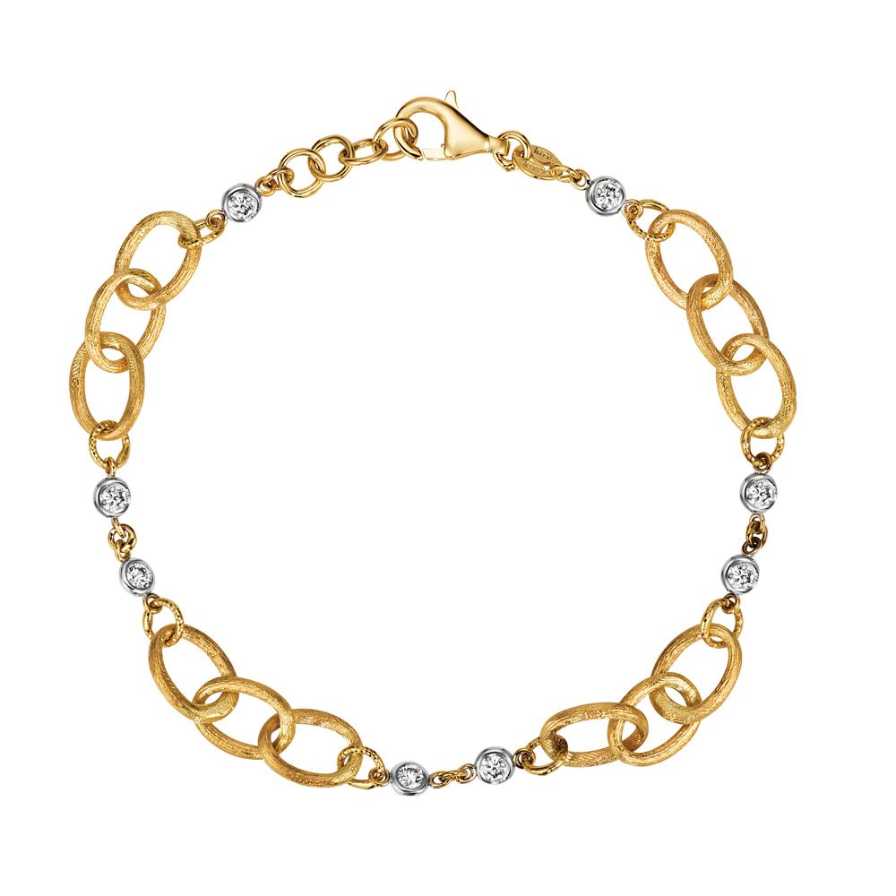 Taille ronde Bracelet à chaîne de style G SI en or jaune 14 carats avec diamants naturels de 0,50 carat en vente