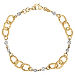 0.50 Carat Natural Diamond Chain Style Bracelet G SI 14K Yellow Gold