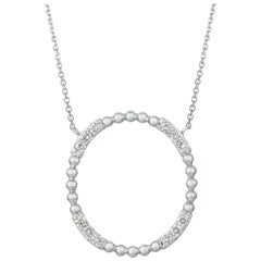 0.50 Carat Natural Diamond Circle Necklace 14 Karat White Gold G-H SI