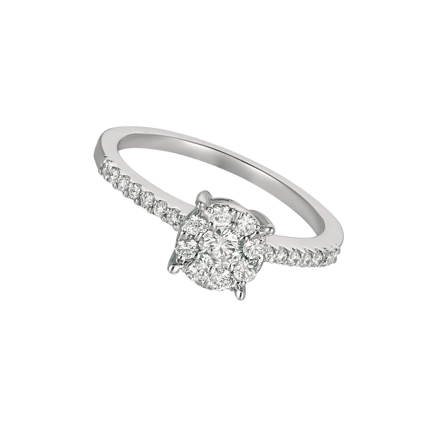 For Sale:  0.50 Carat Natural Diamond Cluster Engagement Ring G SI 14 Karat White Gold 2