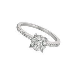0,50 Karat natürlicher Diamant-Cluster-Verlobungsring, G SI 14 Karat Weißgold