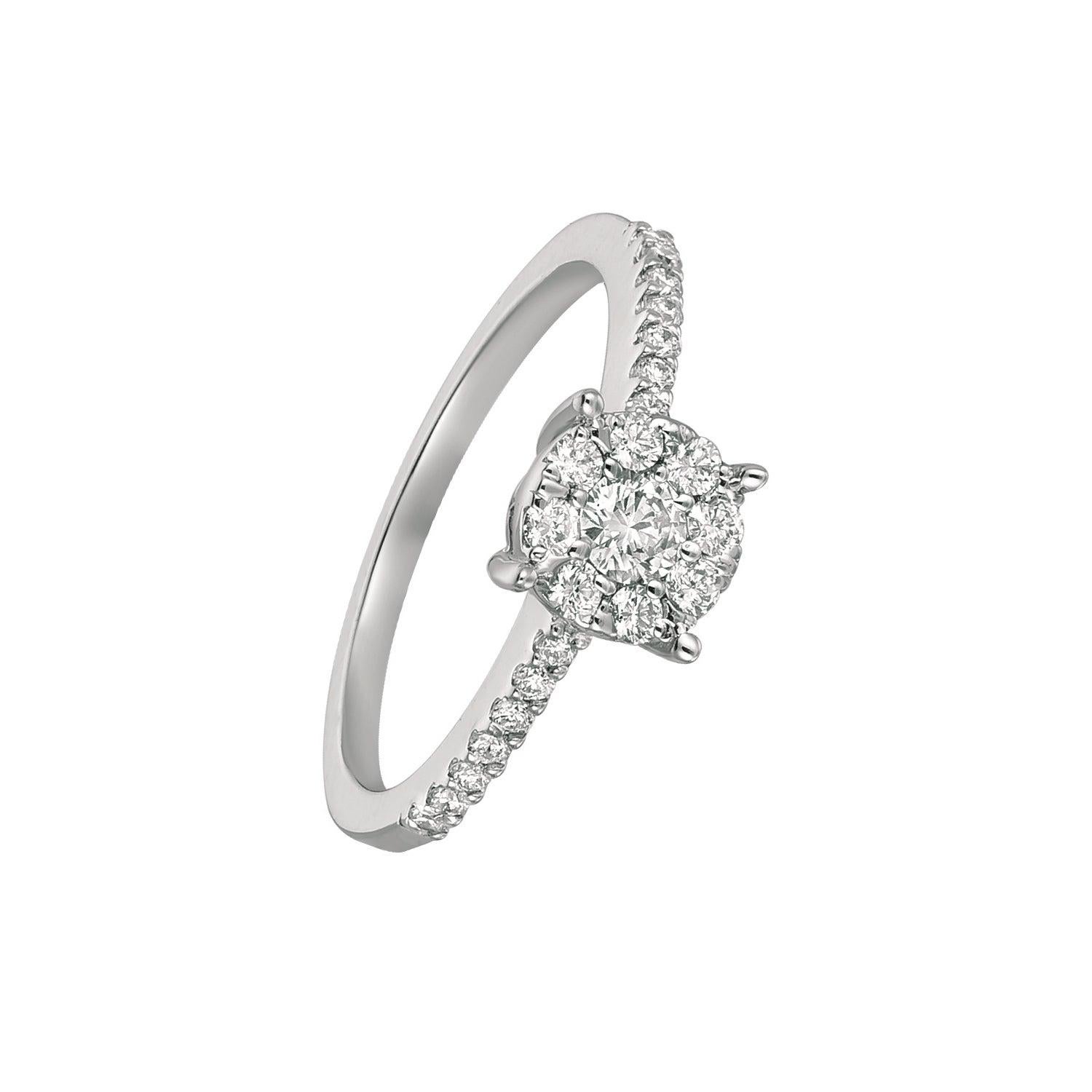 For Sale:  0.50 Carat Natural Diamond Cluster Engagement Ring G SI 14 Karat White Gold 3