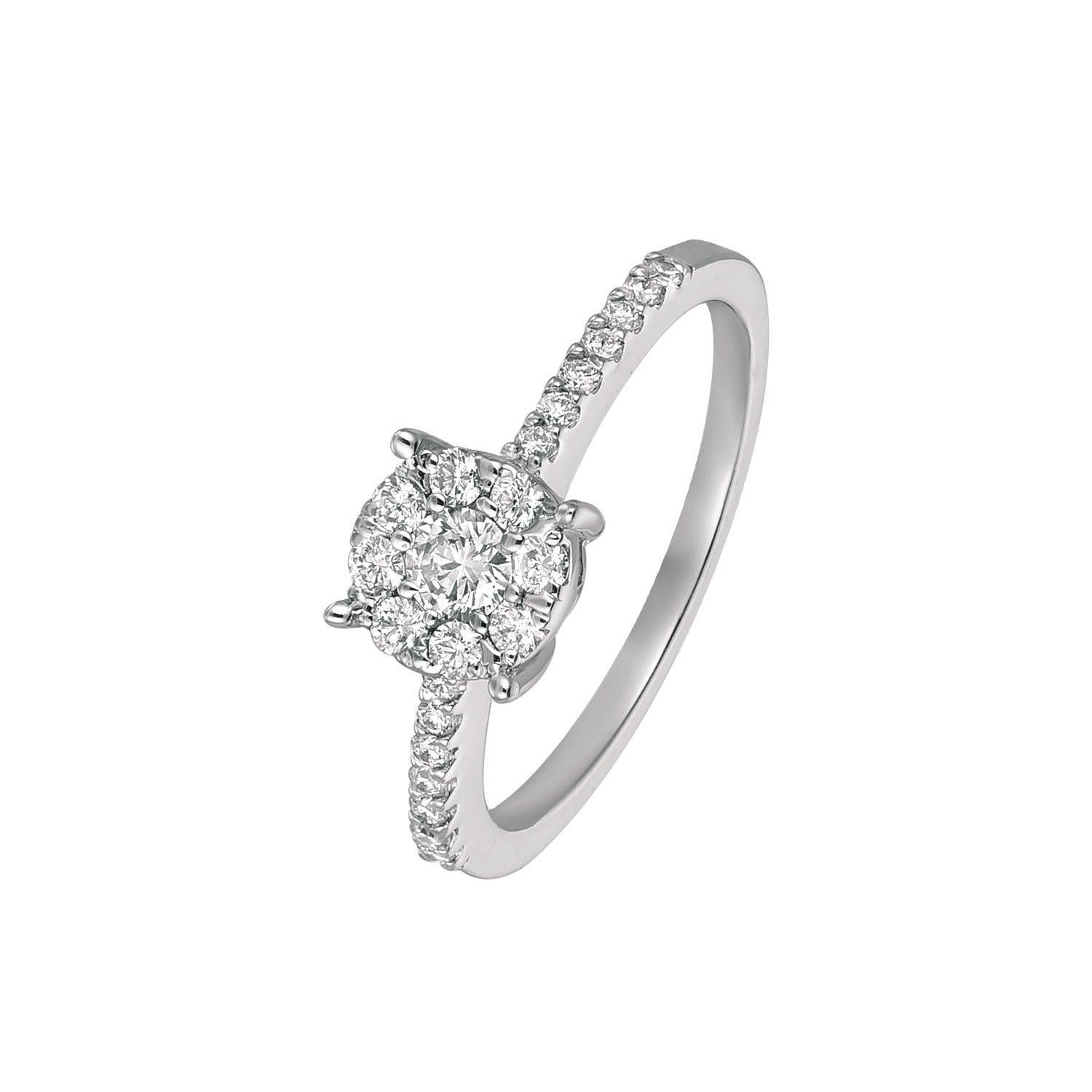 For Sale:  0.50 Carat Natural Diamond Cluster Engagement Ring G SI 14 Karat White Gold 4