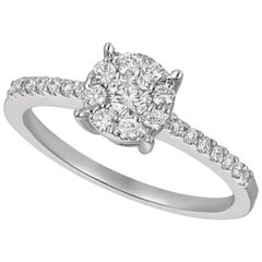 Anillo de compromiso con racimo de diamantes naturales de 0,50 quilates G SI Oro blanco de 14 quilates