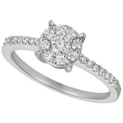 Bague de fiançailles en or blanc 14 carats avec grappe de diamants naturels de 0,50 carat G SI