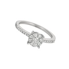 0,50 Karat natürlicher Diamant-Cluster-Verlobungsring, G SI 14 Karat Weißgold