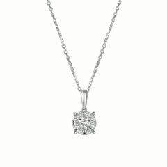 0.50 Carat Natural Diamond Cluster Necklace Pendant 14K White Gold