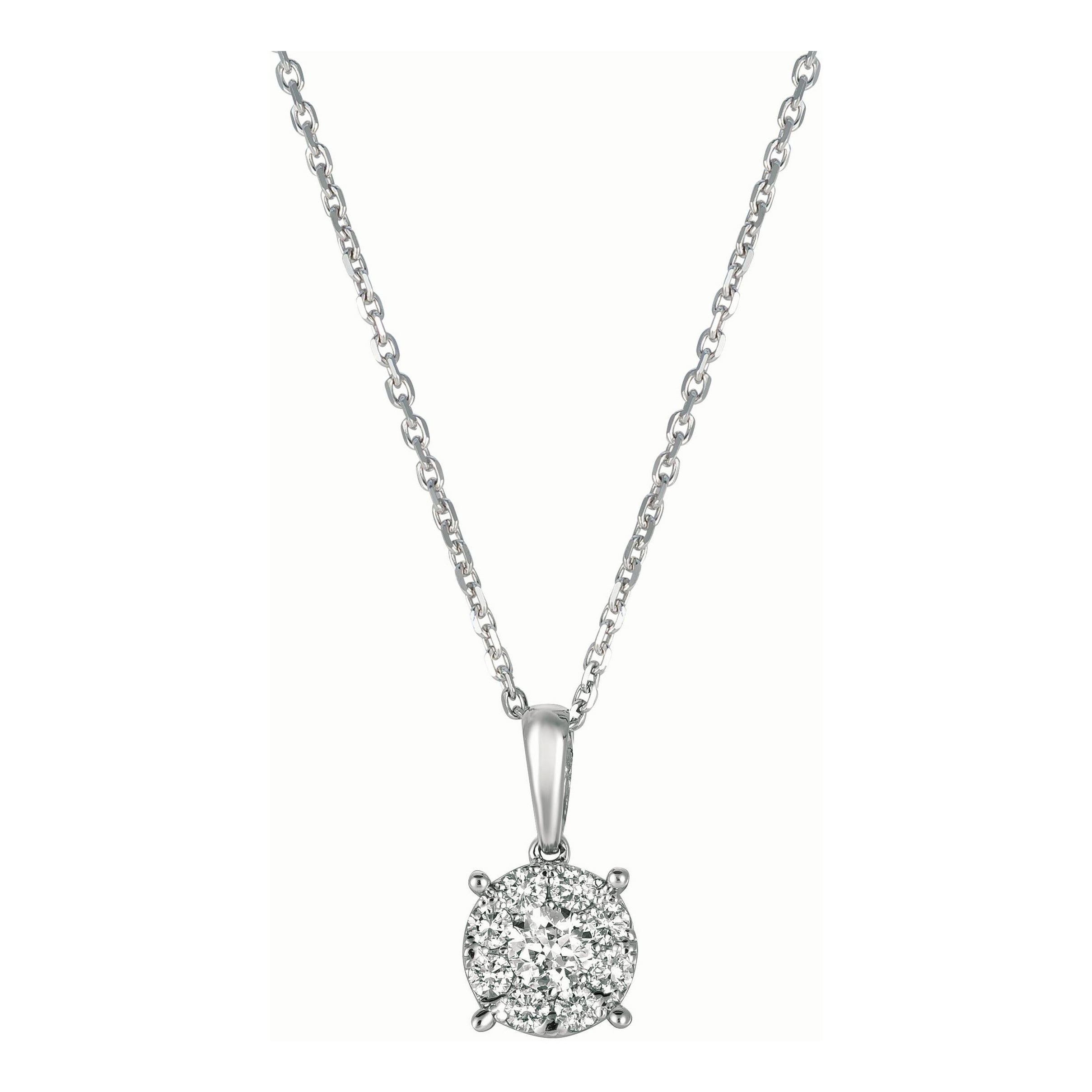 0,50 Karat natürlicher Diamant-Cluster-Halskette mit Anhänger, 14 Karat Weißgold