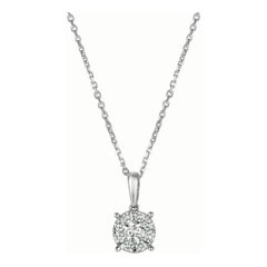 0.50 Carat Natural Diamond Cluster Necklace Pendant 14K White Gold