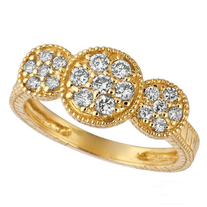 0.50 Carat Natural Diamond Cocktail Ring G SI 14K Yellow Gold