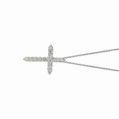 0,50 Karat natürlicher Diamant Kreuz Halskette 14 Karat Weißgold G SI Kette