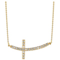 Collar Colgante Cruz de Diamante Natural de 0,50 Quilates Cadena de Oro Amarillo de 14 Kilates