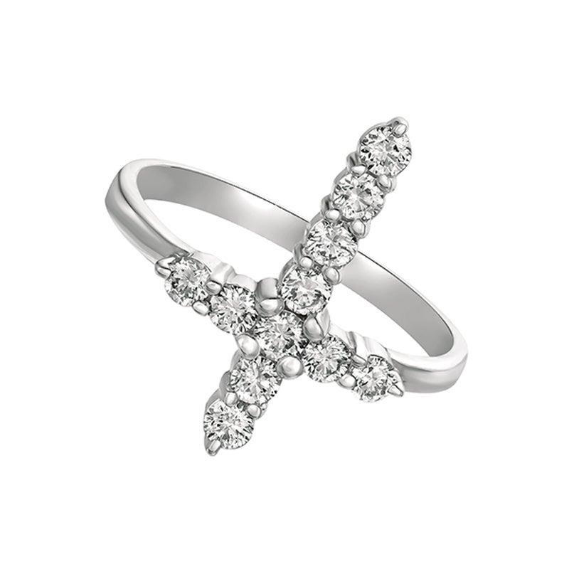For Sale:  0.50 Carat Natural Diamond Cross Ring G SI 14 Karat White Gold 3