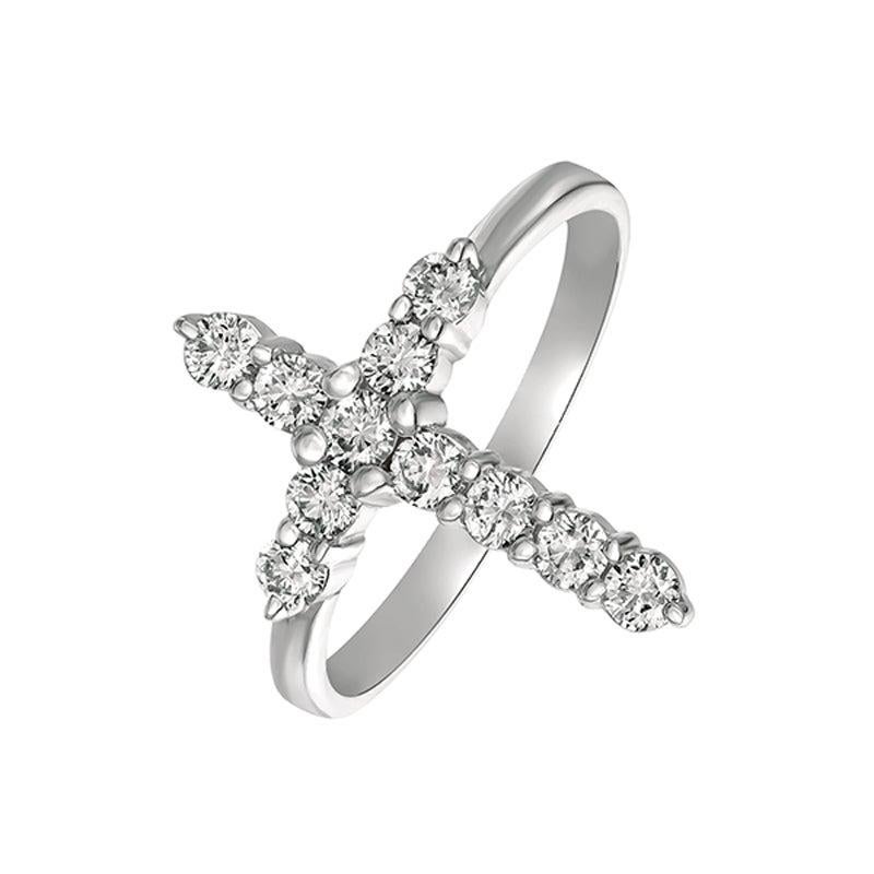 For Sale:  0.50 Carat Natural Diamond Cross Ring G SI 14 Karat White Gold 4