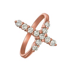0.50 Carat Natural Diamond Cross Ring G SI 14 Karat Rose Gold